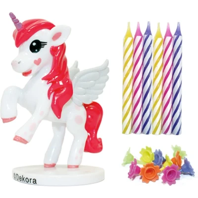 Afbeelding van Topper met 10 kaarsjes Unicorn eenhoorn Tesia &amp; Friends