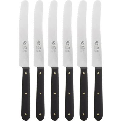 Afbeelding van Robert Herder Ontbijtmes Tafelmes met Kartel RVS Lemmet 12 cm Heft POM Zwart 6 Stuks