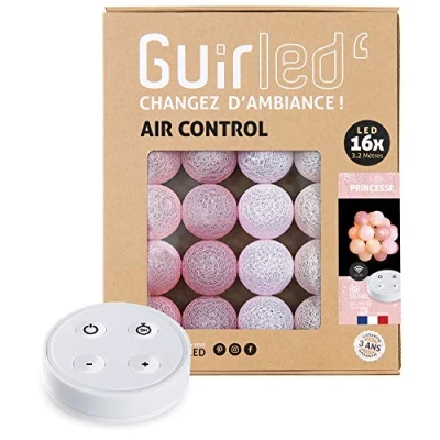 Afbeelding van Guirled Guirlande lumineuse boules coton LED USB Télécommande sans fil Veilleuse bébé 2h Adaptateur secteur double 2A inclus 4 intensités 16 1.6m Princesse