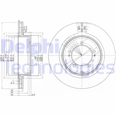 Afbeelding van DELPHI BG3811 Remschijf 300 22 5 Geventileerd Geolied Semi finished Zonder wiellager, ABS sensorring MITSUBISHI: Lancer 7 Limousine