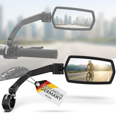 Afbeelding van WITTKOP Fietsspiegel, groot HD gezichtsveld, 360 graden draaibaar en opvouwbaar, boven ondermontage, onbreekbaar duurzaam, convexe spiegel voor fiets, e bike, rechts,
