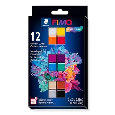 Image de Staedtler FIMO professional Set 12 pains de pâte à modeler 25 grammes Couleurs basiques assorties 8043 C12 1
