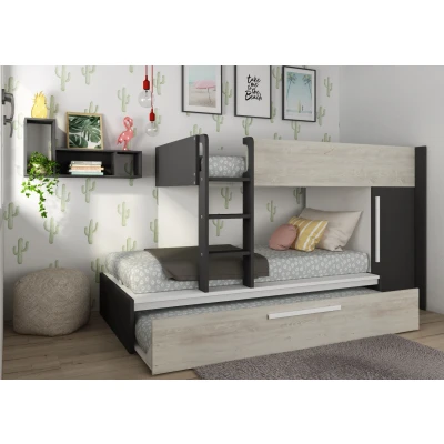 Afbeelding van Jules stapelbed met kast en slaaplade 90x200 Antraciet