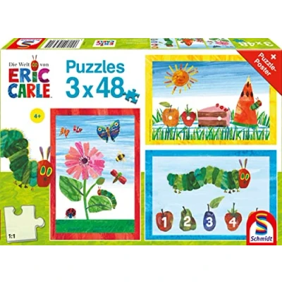 Afbeelding van Schmidt Spiele 56431 Die Welt der Kleine Rups Nimmersatt, 3 x 48 stukjes kinderpuzzel, kleurrijk