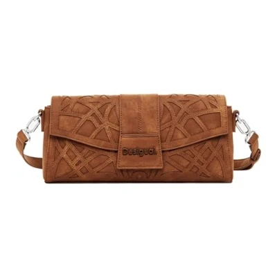 Afbeelding van Desigual WITH Geometric Embossing Schoudertas, Dames, Maat: One Size, Brown