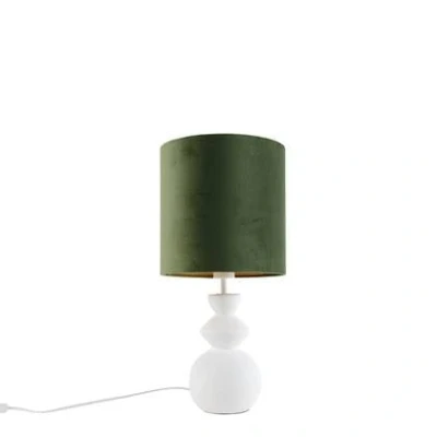 Afbeelding van QAZQA alisia Design Tafellamp met kap 1 lichts H 57 cm Groen Woonkamer Slaapkamer Keuken