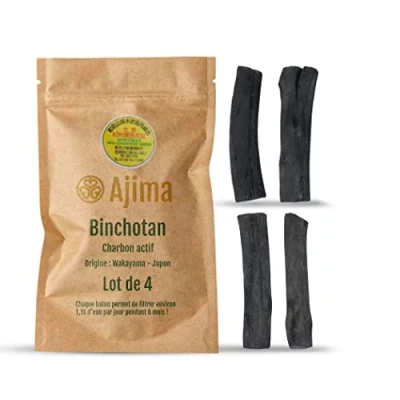 Afbeelding van Ajima Binchotan actieve kool water biologische koolstokje natuurlijke waterzuiveraar x 4 stuks elke filterstaaf ca. 1,5 l echte Wakayama eiken houtskool ideaal voor het filteren van in