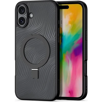 Afbeelding van Dux Ducis Telefoon Hoesje geschikt voor de Apple iPhone 16 Plus Magsafe Magneet Back Cover met standaard Aimo Series Zwart