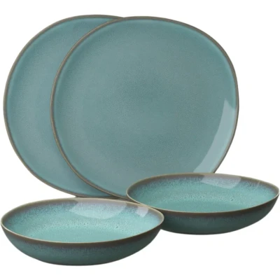 Afbeelding van Villeroy &amp; Boch Serviesset Lave Glace 4 delig / 2 personen