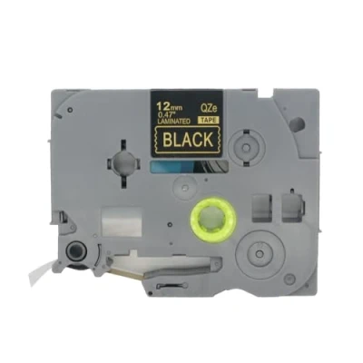 Afbeelding van BROVACS 1 x gelamineerde labeltape goud op zwart compatibel met Brother P Touch TZ 334 TZe labelprinter 12 mm 1/2&quot; OPA4334