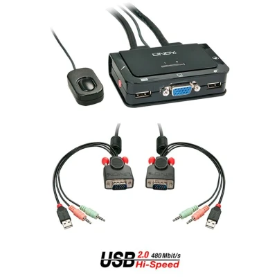Image de LINDY Commutateur Kvm Vga 2 Ports Usb 2.0 &amp; Audio