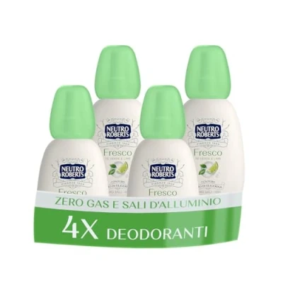 Afbeelding van Neutro Roberts, deodorant Vapo vers groen, groene thee en limoen, geen aluminiumzouten, met pure glycerineolie, voor mannen vrouwen, 100% gerecyclede kunststof, nul gas, 48 uur 4 stuks