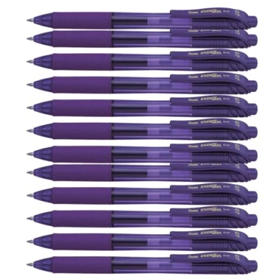 Image de Pentel Lot de 12 BL107 EnergelX Rollers gel rétractable pointe 0,7 mm Violet