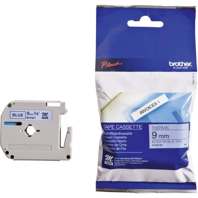 Afbeelding van Brother M K521 Tape Zwart op blauw (9 mm)