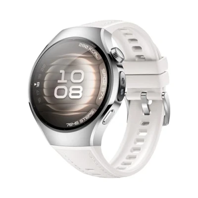 Afbeelding van Huawei Smartwatch Watch 5 42 mm Bluetooth Grijs met wit leren bandje