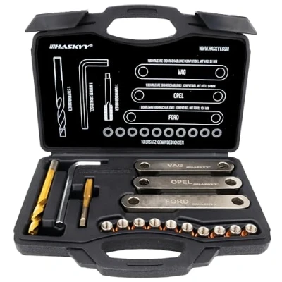 Afbeelding van HASKYY Reparatieset voor remschroefdraad, 16 delig, M9 x 1,25 geleidingsboutschroefdraad Compatibel met: VAG VW Opel Ford Audi