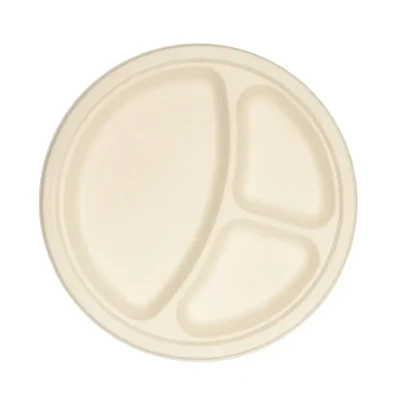 Afbeelding van Bord IEZZY 260mm 3 vaks suikerriet PFAS vrij naturel 50 stuks