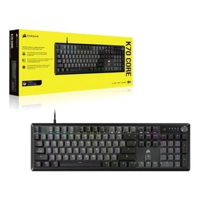 Image de Clavier gaming mécanique CORSAIR K70 CORE RGB Switchs linéaires Red Insonorisation Molette rotative Gris