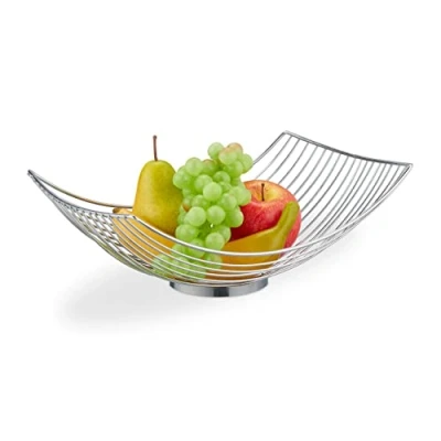 Afbeelding van fruitschaal langwerpig open 11,5 x 32,5 24 cm voor groente en fruit zilver