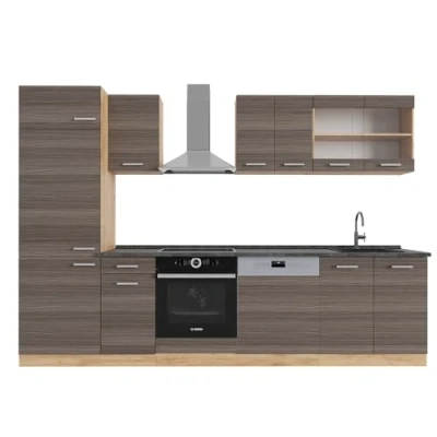 Afbeelding van Vicco Complete keukeneenheid R Line, Edel grijs/gouden eik, 300 cm , WB Antraciet