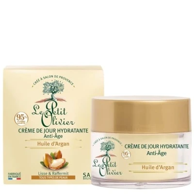 Afbeelding van LE PETIT OLIVIER Anti aging hydraterende dagcrème arganolie glad en verstevigend alle huidtypes 95% natuurlijke oorsprong siliconenvrij gemaakt in Frankrijk 50 ml