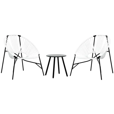 Afbeelding van Tuinstoelenset 3 delig poly rattan zwart en wit
