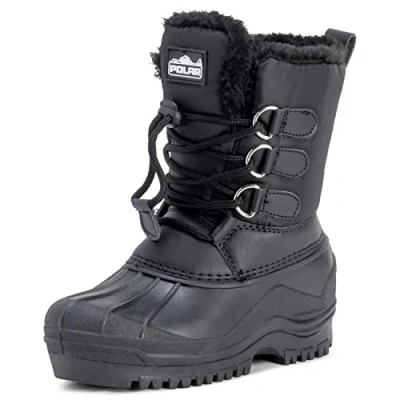 Afbeelding van Kinderen Unisex Nylon Modder Sneeuw Warme Regen Bontlaarzen, zwart.