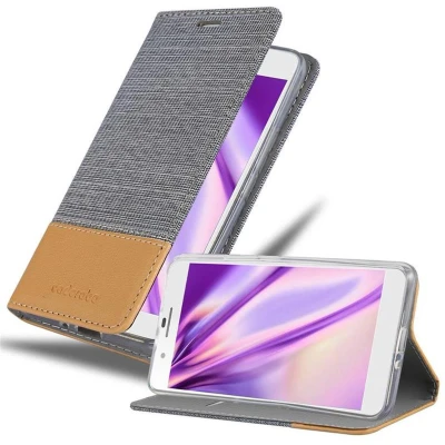 Afbeelding van Cadorabo Hoesje geschikt voor Honor 6 PLUS in LICHTGRIJS BRUIN Beschermhoes met magnetische sluiting, standfunctie en kaartvakje Book Case Cover Etui