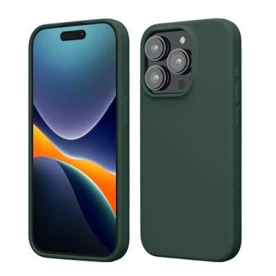 Afbeelding van kwmobile Case voor iPhone 15 Pro Slank TPU Hoesje met Zachte Afwerking In mosgroen