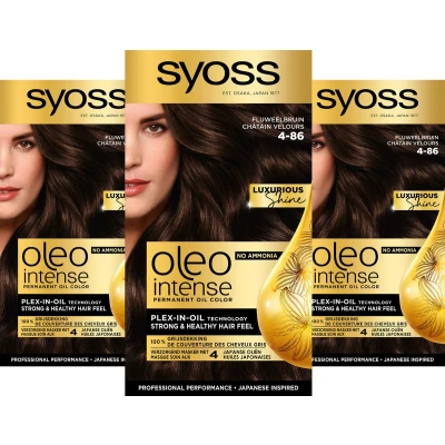 Afbeelding van 3x Syoss Oleo Intense Haarverf 4 86 Fluweelbruin