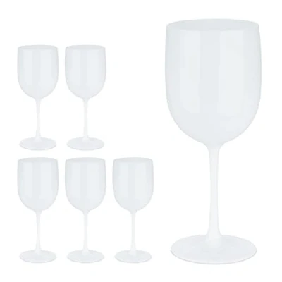 Afbeelding van wijnglazen kunststof set van 6 400 ml BPA vrij onbreekbaar herbruikbaar wit