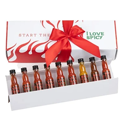Image de Start the Fire Coffret Cadeau 9 x 20 ml Sauces Piquantes Fermentées De Doux à Brutal Pour Dégustation Chili Artisanales Sans Additifs