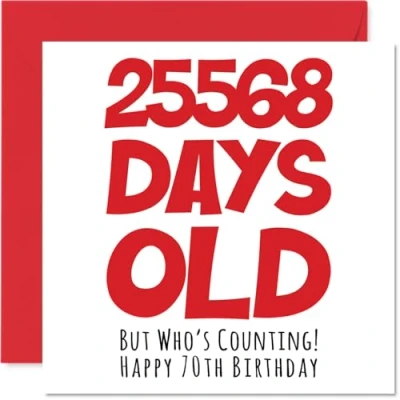 Afbeelding van stuff4 verjaardagskaart 70 jaar voor mannen, vrouwen, hem en haar 25568 Days Old Grappige volwassenen mama, papa, oma, opa, 145 mm x