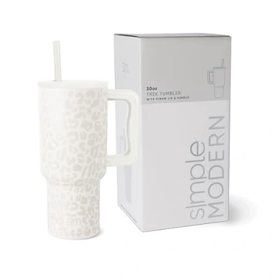 Afbeelding van Simple Modern 887 ml drinkbeker met handvat en rietdeksel, geïsoleerde herbruikbare roestvrijstalen waterfles, reisbeker geschikt voor bekerhouders, ideaal cadeau haar