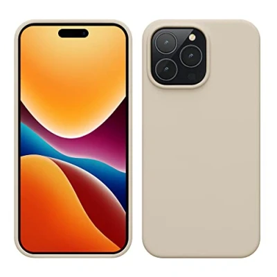 Afbeelding van kwmobile telefoonhoesje geschikt voor Apple iPhone 14 Pro Max Hoesje met siliconen coating Smartphone case in crème