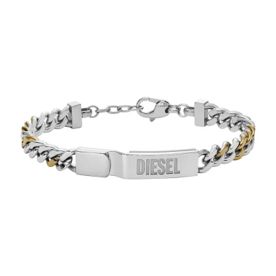 Afbeelding van Diesel heren Schakelarmband met logo DX1457931 in de kleur Zilver