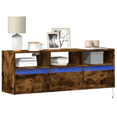 Afbeelding van vidaXL Tv wandmeubel met LED verlichting 130x31x45 cm gerookt eiken