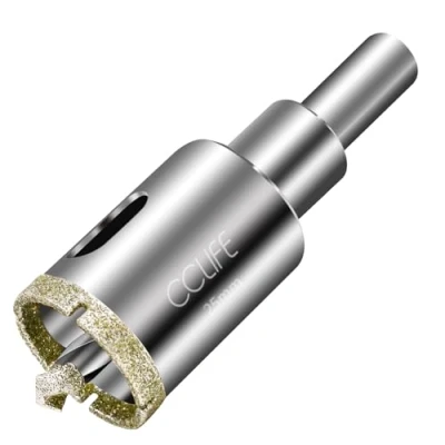 Afbeelding van CCLIFE Diamantboor, 25 mm, gatenzaag, met centreerboor, glasboor 45#, diamantcoating, voor keramiek, graniet, glas