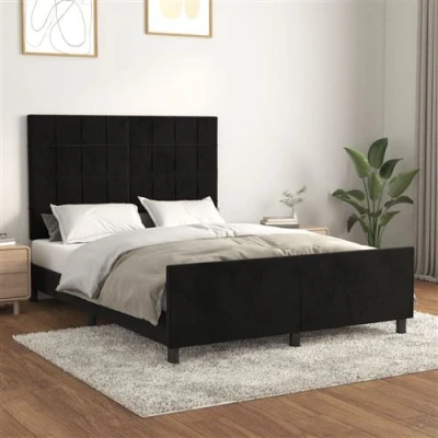 Afbeelding van vidaXL Bedframe met hoofdeinde fluweel zwart 140x200 cm