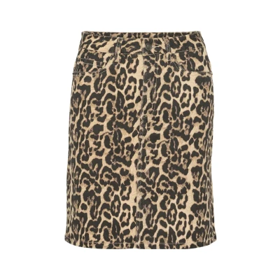 Afbeelding van Kaffe Kaleonora Kokerrok, Dames, Maat: 34, Naturel leopard print