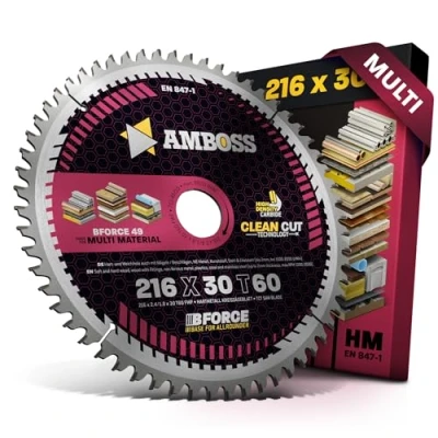 Afbeelding van AMBOSS WERKZEUGE® Cirkelzaagblad van hardmetaal 216 x 30 mm Z60 met afschuining voor multi fijne zagen zaagblad mm, geschikt Metabo TS Bosch GCM 8.