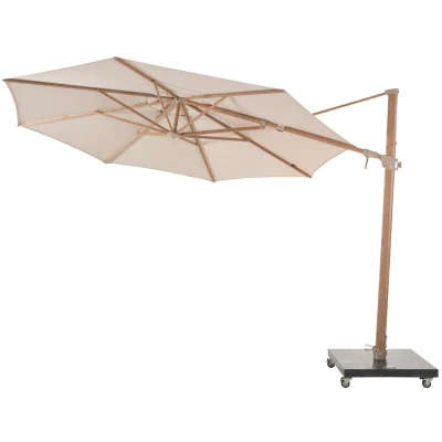 Afbeelding van Parasol Siesta Premium 350 cm dia. zand met houtlook frame 4SO