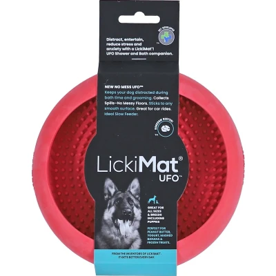 Afbeelding van LickiMat UFO Hondenbak Likmat / Anti schrok Slowfeeder voor Hond Roze 20 cm