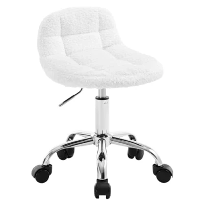 Afbeelding van WOLTU Krukken met in hoogte verstelbare wielen voor schoonheidsspecialiste kapper tattoo studio salon chenille draaistoel make up stoel wit BS174ws