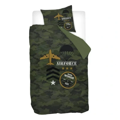 Afbeelding van Snoozing Airforce Dekbedovertrek Junior 120x150 cm + 1 kussensloop 60x70 Groen