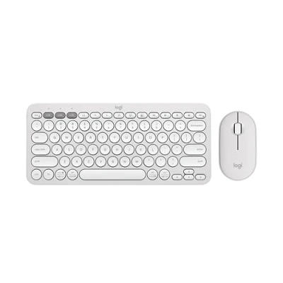 Image de Logitech Pebble 2 Combo Ensemble clavier et souris sans fil Bluetooth LE QWERTY International US blanc ton sur
