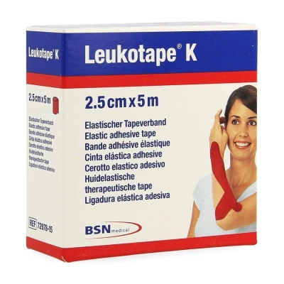 Image de Leukotape K Bande Adh Elast Rouge 2,5cmx5m 1