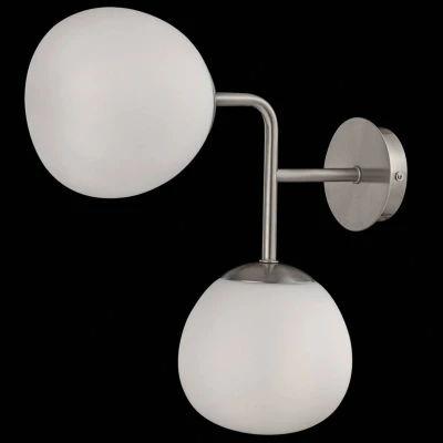 Afbeelding van Wandlamp Erich in nikkel met twee glazen kappen