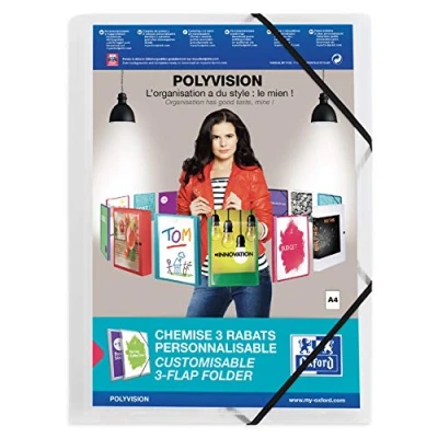 Afbeelding van Elastomap Oxford Polyvision A4 met insteektas 3 kleppen PP transparant