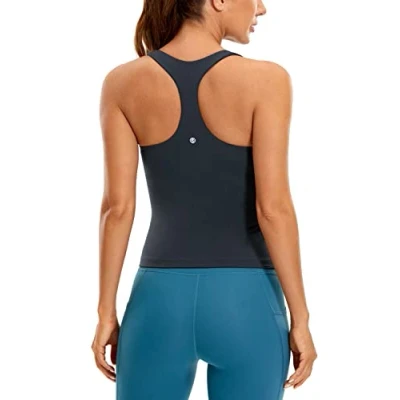 Afbeelding van CRZ YOGA Butterluxe workout tanktops voor dames met geïntegreerde racerback beha, Echte marine